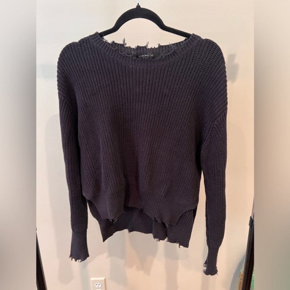 Acrobat Women's Distressed Deep Navy/Gray Sweater